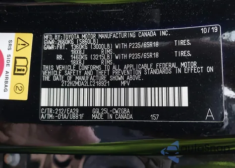 2020 Lexus Rx 350 from USA, damaged, VIN 2T2HZMDA2LC218921